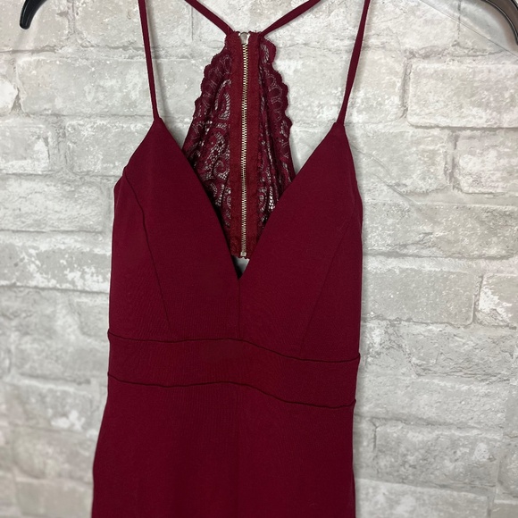 Fashion Nova Burgundy Jumpsuit – XS, Stretch Fit, Cut-Out Back - Picture 1 of 4